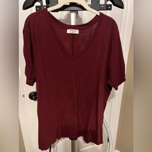 Zenana Outfitters Women's Burgundy V-Neck Tee